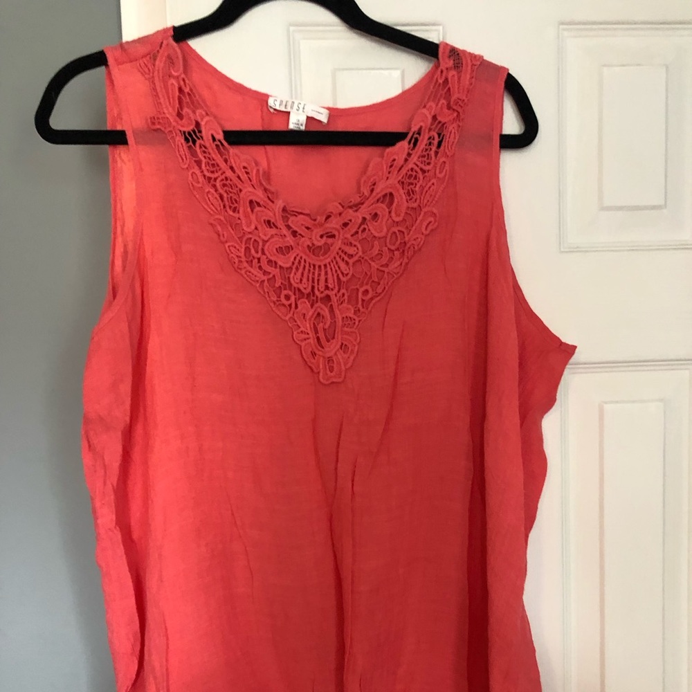 Coral gauzy tank top